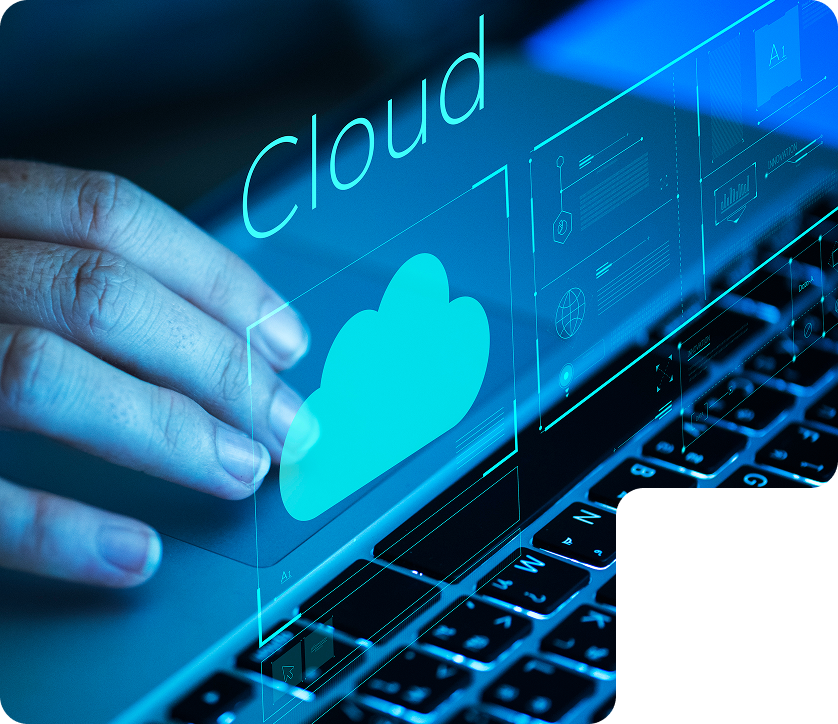 Illustration d’environnements virtualisés en cybersécurité avec des serveurs et nuages.
